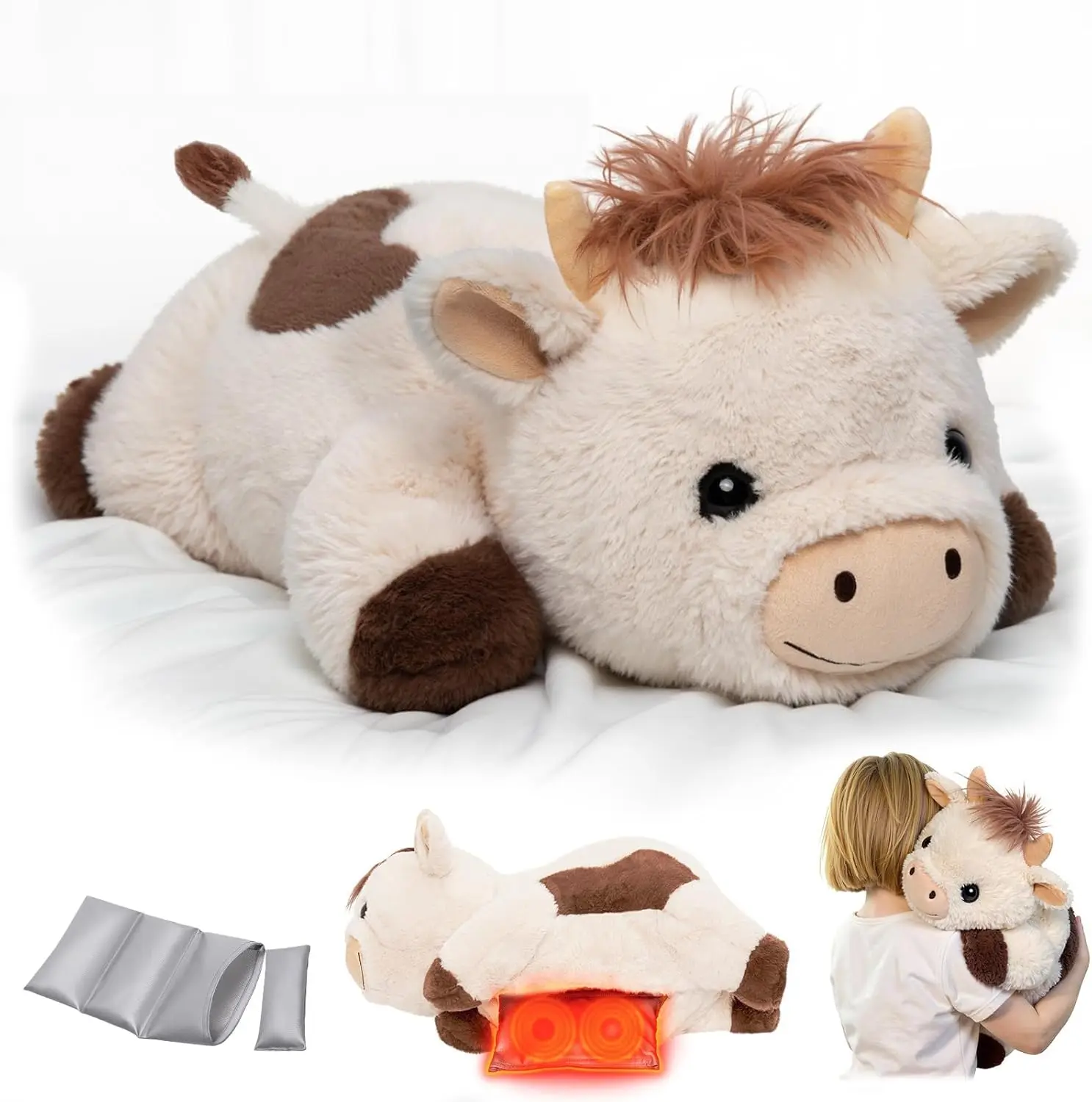 Brown Cow Brown Cow 5lb 23inch Heatable Weighted Stuffed Animals Stress Relief Gift - 图片 1